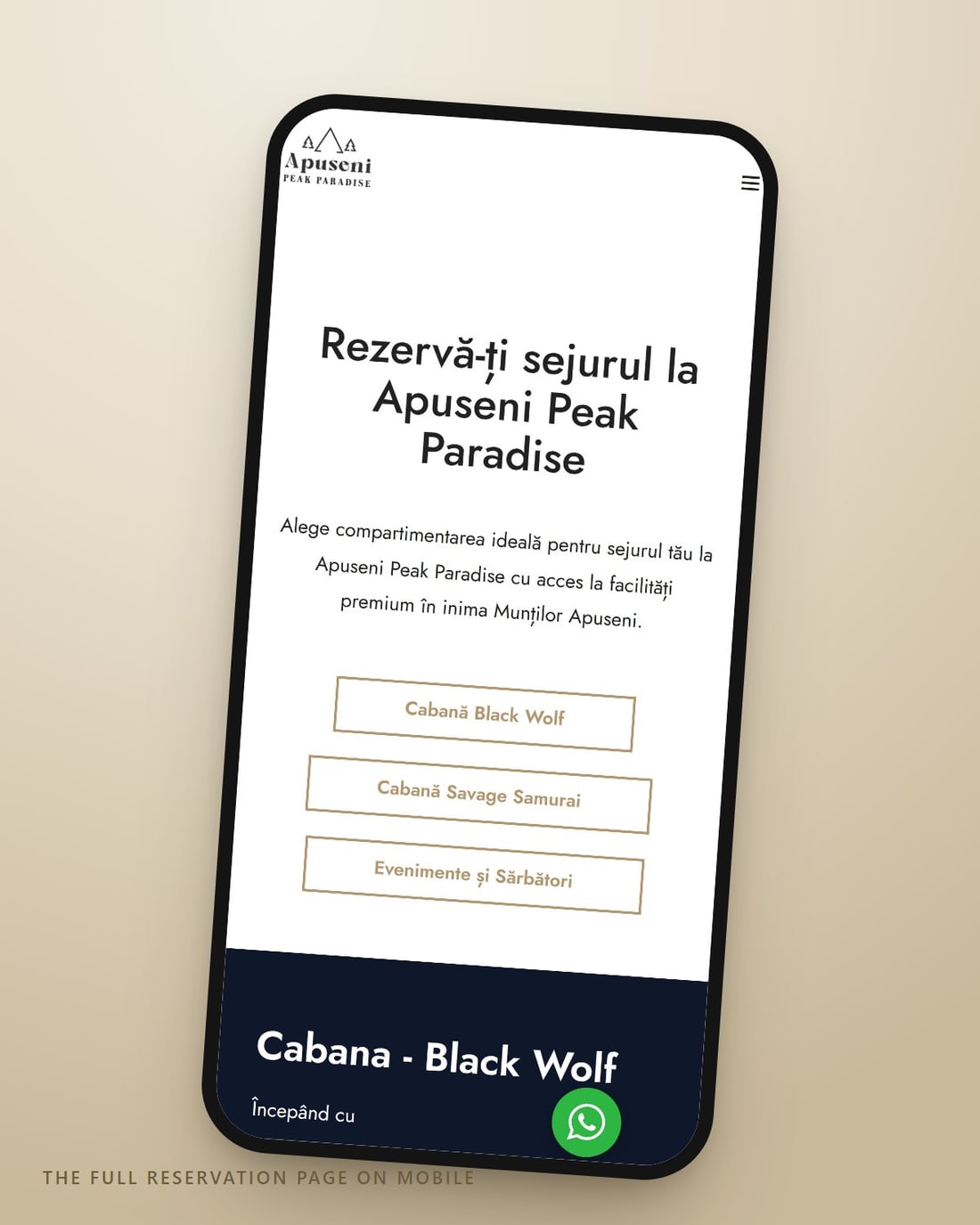 La pagina di prenotazione completa su mobile — lo stesso sistema, con più spazio