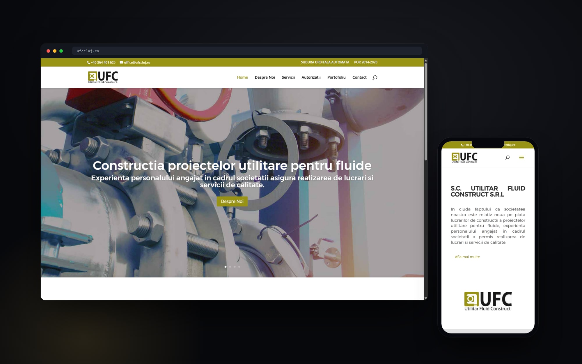 ufccluj.ro — il sito costruito da Cittago nel 2015, su desktop e mobile